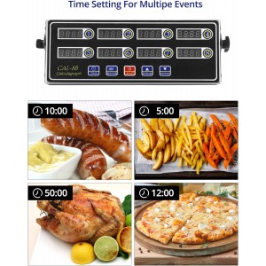 QWORK Digital Kitchen Timer - 8-Channel Multi-Timer with Waterproof Panel, Adjustable Volume