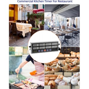 QWORK Digital Kitchen Timer - 8-Channel Multi-Timer with Waterproof Panel, Adjustable Volume