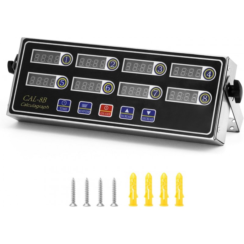 QWORK Digital Kitchen Timer - 8-Channel Multi-Timer with Waterproof Panel, Adjustable Volume