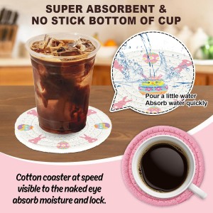 Whaline 4Pcs Easter Coasters Bunny Rabbit Egg Handmade Braided Cotton Drink Coasters Pink White Absorbent Anti Slip Round Tabletop Protection for Home Office Spring Party Tableware Decor Gift