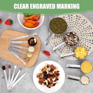 Measuring Cups and Spoons Set of 16,5 Nesting Metal Measuring Cups and 5 Measuring Spoons,1 Leveler and 5 Mini Measuring Spoons for Cooking,Baking,Dry and Liquid Ingredients