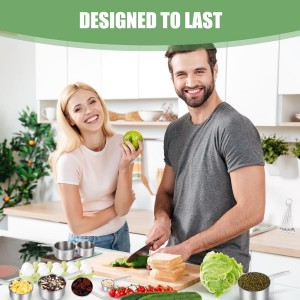 Measuring Cups and Spoons Set of 16,5 Nesting Metal Measuring Cups and 5 Measuring Spoons,1 Leveler and 5 Mini Measuring Spoons for Cooking,Baking,Dry and Liquid Ingredients