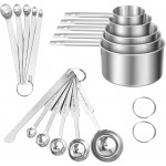 Measuring Cups and Spoons Set of 16,5 Nesting Metal Measuring Cups and 5 Measuring Spoons,1 Leveler and 5 Mini Measuring Spoons for Cooking,Baking,Dry and Liquid Ingredients