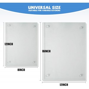 Tempered Glass Cutting Board for Kitchen, Clear Glass Board for Countertop, Heat Resistant, with Non-Slip Feet, 12x16" & 12x8" 2 Pcs Clear