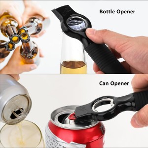 2-Pack Magnetic Beer Bottle Opener & Soda Can Opener, 2-in-1 Bottle Opener and Can Tab Opener Tool for Bartender, Long Nails, Arthritis, Seniors, Silicone Handle with Build in Magnet - Black