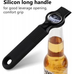 2-Pack Magnetic Beer Bottle Opener & Soda Can Opener, 2-in-1 Bottle Opener and Can Tab Opener Tool for Bartender, Long Nails, Arthritis, Seniors, Silicone Handle with Build in Magnet - Black