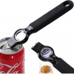 2-Pack Magnetic Beer Bottle Opener & Soda Can Opener, 2-in-1 Bottle Opener and Can Tab Opener Tool for Bartender, Long Nails, Arthritis, Seniors, Silicone Handle with Build in Magnet - Black