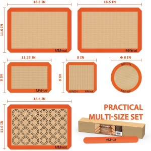 Silicone Baking Mats - Best German Silicone, Non Slip Baking Sheet, Non Stick Reusable Silicone Mats For Baking, Food Grade Oven Liner, Counter Mat, Set of 6