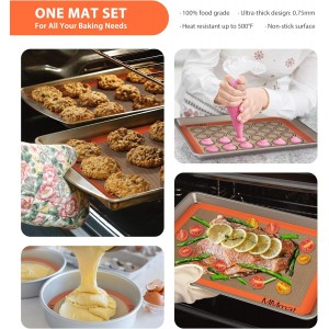Silicone Baking Mats - Best German Silicone, Non Slip Baking Sheet, Non Stick Reusable Silicone Mats For Baking, Food Grade Oven Liner, Counter Mat, Set of 6