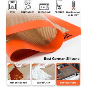 Silicone Baking Mats - Best German Silicone, Non Slip Baking Sheet, Non Stick Reusable Silicone Mats For Baking, Food Grade Oven Liner, Counter Mat, Set of 6