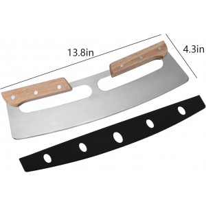 2 Pack Pizza Cutter Rocker with Wood Handles & Protective PP Cover, 14