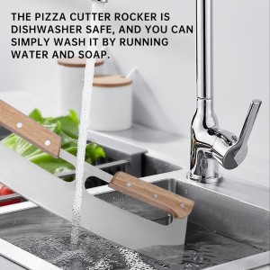 2 Pack Pizza Cutter Rocker with Wood Handles & Protective PP Cover, 14