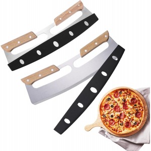 2 Pack Pizza Cutter Rocker with Wood Han...