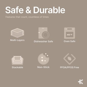 Bakken Swiss Cookie Sheet 3 Piece Set - Non-Stick, Stackable Baking Pans, White marble Deluxe Ceramic Coating – Dishwasher Safe - for Home Baking