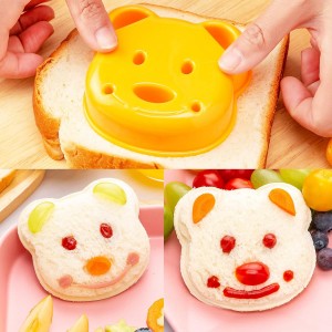 Sandwich Cutters for Kids Lunch LARGE 6 Pcs, Kimfead Sandwich Maker, Cookie Cutters Set, Dinosaur Mouse Heart Star Bear