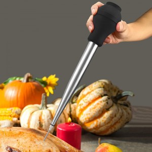 Turkey Baster, 18/8 Stainless Steel Turkey Baster Syringe for Cooking, Meat Injector Baster Set & 2 Needles & 2 Cleaning Basting Brush, Baster for Flavor Meat Poultry, Beef & Chicken Ect Blue