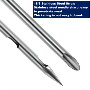 Turkey Baster, 18/8 Stainless Steel Turkey Baster Syringe for Cooking, Meat Injector Baster Set & 2 Needles & 2 Cleaning Basting Brush, Baster for Flavor Meat Poultry, Beef & Chicken Ect Blue