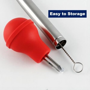 Turkey Baster, 18/8 Stainless Steel Turkey Baster Syringe for Cooking, Meat Injector Baster Set & 2 Needles & 2 Cleaning Basting Brush, Baster for Flavor Meat Poultry, Beef & Chicken Ect Blue