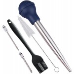 Turkey Baster, 18/8 Stainless Steel Turkey Baster Syringe for Cooking, Meat Injector Baster Set & 2 Needles & 2 Cleaning Basting Brush, Baster for Flavor Meat Poultry, Beef & Chicken Ect Blue
