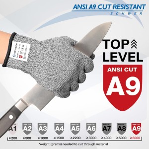 Schwer SlicePro ANSI A9 Cut Resistant Gloves, Food Grade Cutting Glove for Kitchen Food Prep, Mandoline Gloves for Meat Cutting, Oyster Shucking, Fish Fillet Processing, PR1501-G, L