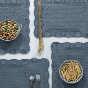 HOMBYS Quilted Placemats Set of 4 Washable-Rectangular Placemats for Kitchen Table-100% Cotton Fabric Rectangular Table Mats-Cotton, (Navy Blue)