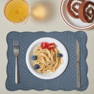 HOMBYS Quilted Placemats Set of 4 Washable-Rectangular Placemats for Kitchen Table-100% Cotton Fabric Rectangular Table Mats-Cotton, (Navy Blue)