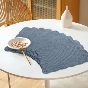 HOMBYS Quilted Placemats Set of 4 Washable-Rectangular Placemats for Kitchen Table-100% Cotton Fabric Rectangular Table Mats-Cotton, (Navy Blue)