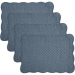 HOMBYS Quilted Placemats Set of 4 Washable-Rectangular Placemats for Kitchen Table-100% Cotton Fabric Rectangular Table Mats-Cotton, (Navy Blue)