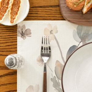 Artoid Mode Brown Poppy Floral Leaves Fall Placemats Set of 4, 12x18 Inch Seasonal Spring Table Mats for Party Kitchen Dining Decoration