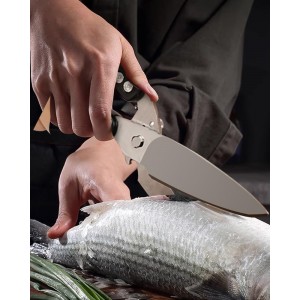 Brigii Kitchen Shear, Stainless Steel Heavy Duty Poultry Shears, Multi-Purpose Kitchen Scissors for Cutting Chicken, Fish, Seafood, and Vegetables-Black