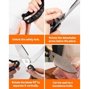 Brigii Kitchen Shear, Stainless Steel Heavy Duty Poultry Shears, Multi-Purpose Kitchen Scissors for Cutting Chicken, Fish, Seafood, and Vegetables-Black