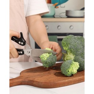 Brigii Kitchen Shear, Stainless Steel Heavy Duty Poultry Shears, Multi-Purpose Kitchen Scissors for Cutting Chicken, Fish, Seafood, and Vegetables-Black