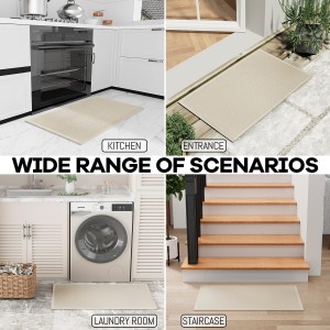 Kitchen Rug, Rubber Non Slip Kitchen Rugs Washable, Absorbent Runner Mat for Floor, Machine Washable Standing Mats for in Front of Sink, Door, Laundry, Entryway, Hallway (Beige, 30