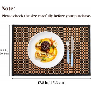 8 Pack Bamboo Placemats, Natural Anti-Slip Dining Table Mats, Heat-Resistant Place Mats, Japanese Style Washable Placemats for Dining Room, Kitchen, Restaurant, 18 x 12 Inch