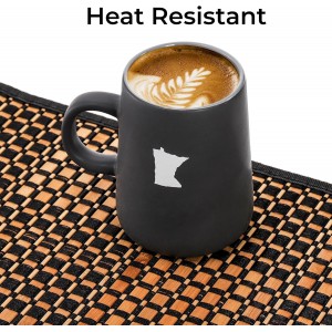 8 Pack Bamboo Placemats, Natural Anti-Slip Dining Table Mats, Heat-Resistant Place Mats, Japanese Style Washable Placemats for Dining Room, Kitchen, Restaurant, 18 x 12 Inch