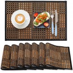8 Pack Bamboo Placemats, Natural Anti-Slip Dining Table Mats, Heat-Resistant Place Mats, Japanese Style Washable Placemats for Dining Room, Kitchen, Restaurant, 18 x 12 Inch