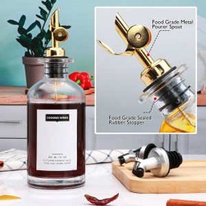12 oz Olive Oil Dispenser Bottle for Kitchen - Elegant Glass Set of 2 With Pour Spout for Coffee Syrup, Vinegar
