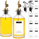 12 oz Olive Oil Dispenser Bottle for Kitchen - Elegant Glass Set of 2 With Pour Spout for Coffee Syrup, Vinegar
