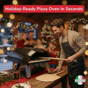 22” Pizza Oven Brush with Stone Scraper - Heat Resistant Stainless Steel Bristles, Extra Long Handle - Universal Fit for Most Pizza Ovens