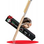 22” Pizza Oven Brush with Stone Scraper - Heat Resistant Stainless Steel Bristles, Extra Long Handle - Universal Fit for Most Pizza Ovens