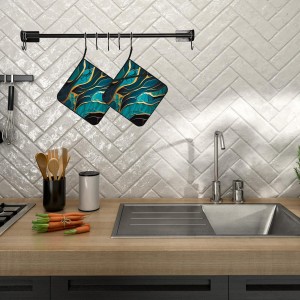 Abstract Turquoise Stone Marble Pot Holders Set of 2 Kitchen Heat Resistant Potholders for Microwave Cooking Baking Oven End Dishes and BBQ Gifts for Women