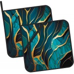 Abstract Turquoise Stone Marble Pot Holders Set of 2 Kitchen Heat Resistant Potholders for Microwave Cooking Baking Oven End Dishes and BBQ Gifts for Women
