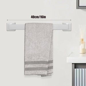 5 Piece Brushed Nickel Towel Bar Set Bathroom Hardware Set Brushed Nickel Bathroom Accessories Set with 2 Towel Hook, Stainless Steel Wall Mounted Bathroom Towel Rack Set Square 16-Inch