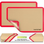 Nutrichef Silicone Baking Mats - 2 Non-stick Food-Grade Silicone Mats - Perfect for Full Baking Pans 24.4 x 16.5 IN - Oven-safe Up to 480 Degrees F - Suitable for Ovens, Freezers, & Dishwashers - Red
