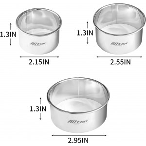 ALLTOP Circle Biscuit Cutter Set –Stainless Steel Baking Supplies for Effortless Round Cookie Shaping, Pastry & Fondant Tool Creation–Precise Cut Kitchen Utensil for Sandwich, Scone, Donut -3PC Round