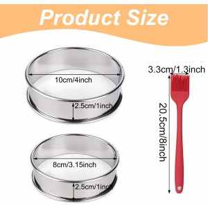 10Pcs Cookie Rings for Baking Cooking English Muffin Crumpet Rings Stainless Steel Round Cookie Double Rolled Tart Molds for Kitchen Baking, 4+3.35 Inch