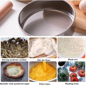 Flour Sifter Stainless Steel Fine Mesh Strainers 11.8 Inch 60 Mesh Round Flour Sieve for Baking Cake Bread