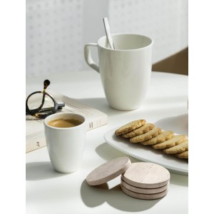 Beige Travertine Coasters Set of 4,Marble Absorbent Coasters 4 '',Ideal for Housewarming Gifts, Anniversaries, Office Decorations - Protects countertops - Sturdy and Durable, Beautiful and Generous