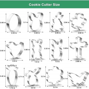 Easter Cookie Cutter Set - 12 Pieces Stainless Steel Cookie Cutters for Baking