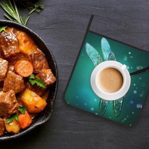 Fantasy Green Dragonfly Pot Holder Set of 2,Heat Resistant Potholders Oven Hot Pads for Kitchen Cooking Baking BBQ